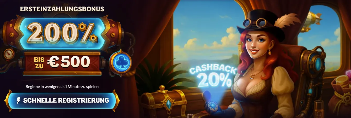 Chanze Casino Willkommensbanner mit aktuellen Promotionen